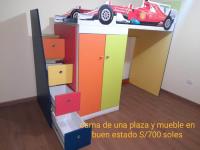 Cama Tematica Auto 1.5 Plaza Con Mueble Ropero Incorporado, usado segunda mano  Perú 