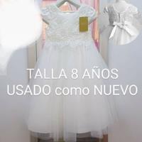 Vestido Blanco De Boda Bautizo Talla 8 Años Usado Cómo Nuevo, usado segunda mano  Perú 