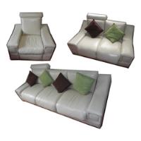 Sofa De 3 Cuerpos 3 2 1 Reclinable De Cuerina Blanca, usado segunda mano  Perú 