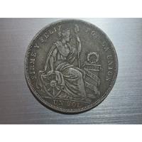 Moneda Del Peru 1923  1 Sol  5 Decimos Fino 50%  Plata segunda mano  Perú 