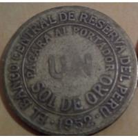 Moneda Peruana Antigua De 1 Sol De Oro De 1952 segunda mano  Perú 