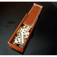 Antiguo Domino De Bolsillo Marfilina Estuche Madera Ludo Swt, usado segunda mano  Perú 