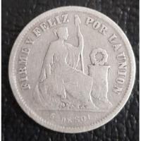 Usado, Moneda  1/5 De Sol Peru Plata 9 Decimos Finos 1866  segunda mano  Perú 