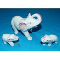 Familia De 3 Elefantes De Loza Antiguos Miniatura Blancos segunda mano  Perú 
